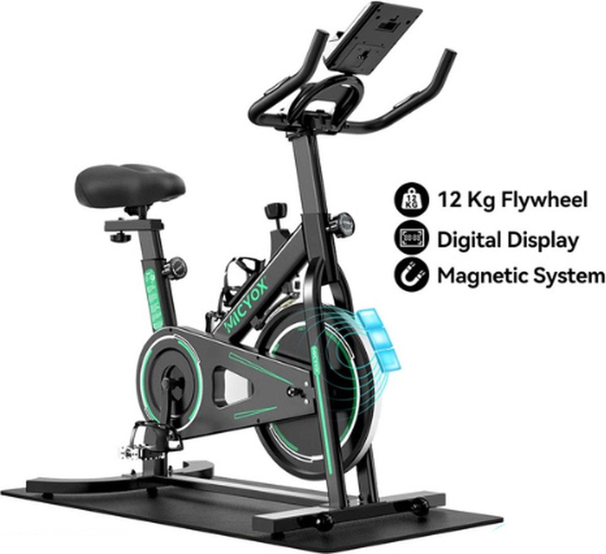 cardio bike - Spinning bike - Hometrainer met tablethouder - Fitness fiets met display - Verstelbare weerstand - Makkelijk verplaatsbaar