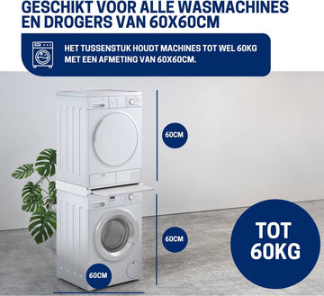 Tussenstuk Wasmachine Droger - Stapelkit Universeel - Uitschuifbare Lade - Extra Sterk