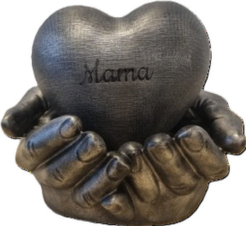 Gepersonaliseerde urn hart in handen - 450 ml - oudzilver