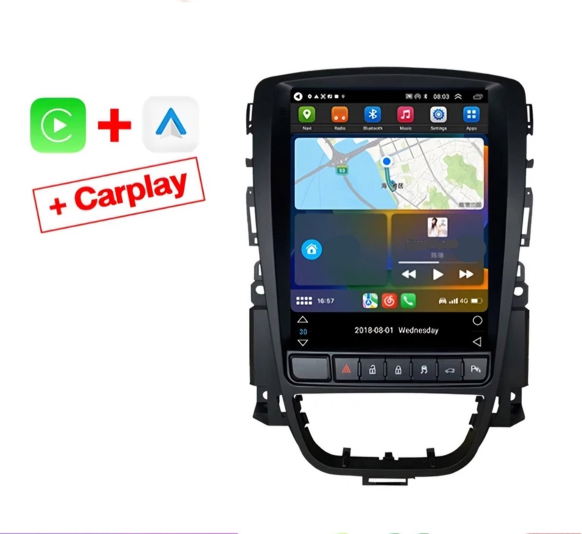 Opel Astra J / Cascada 2009 - 2016 | Carplay & Android auto | 2GB & 32GB | Autoradio met Navigatie | Radio scherm | 2009 2010 2011 2012 2013 2014 2015 2016