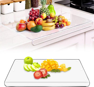 Snijplank met tegenlip doorzichtige glas werkblad beschermer 157 x 118 inch - Grote snijplank voor aanrecht - Keuken geschenken