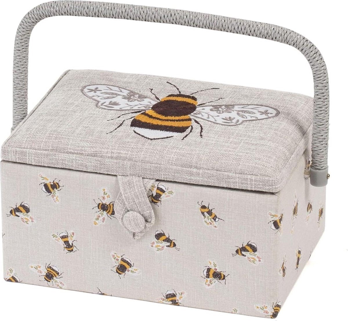 Naaidoos Hobby Gift - Exclusieve medium knutseldoos met accessoirelade en speldenkussen - PVC-handgreep - 185 x 255 x 145 cm - Geborduurde bijen Naaidoos