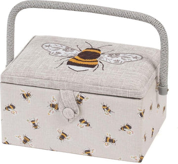 Naaidoos Hobby Gift - Exclusieve medium knutseldoos met accessoirelade en speldenkussen - PVC-handgreep - 185 x 255 x 145 cm - Geborduurde bijen Naaidoos