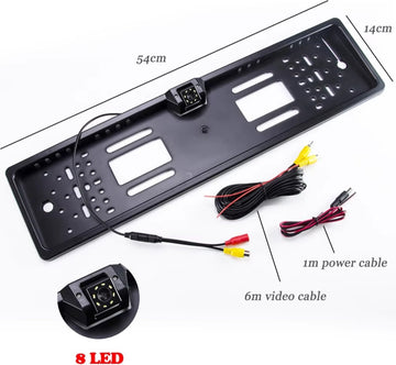 Achteruitrijcamera op kentekenhouder 6 Meter | Kentekenplaathouder | Android Carplay Autoradio | Tulp (RCA plug) aansluiting | Universele set kenteken achter camera