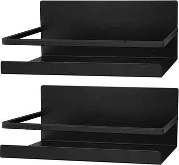Koelkastrek hangrek magneet kruidenrek met plank keukenrek zwart - 2 stuks Wasmachine rek