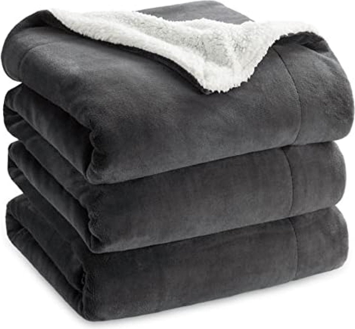 Sherpa deken fleece microvezel voor bed en bank grijs 240x220cm, deken voor 2 persoons super zachte donzige deken voor woonkamer en slaapkamer