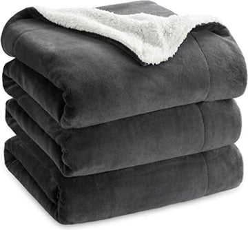 Sherpa deken fleece microvezel voor bed en bank grijs 240x220cm, deken voor 2 persoons super zachte donzige deken voor woonkamer en slaapkamer
