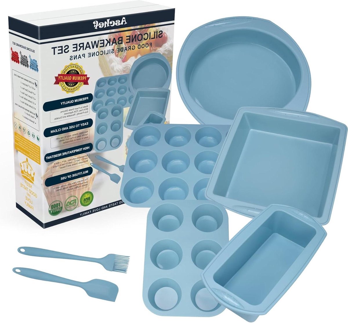 7-in-1 Siliconen Bakvormen Set - Non-stick Bakblikken - Cakevorm Broodbakvorm - Muffinvorm Taartvorm - Ronde Cakepan - Bakplaat Siliconen Cakeblikken - Bakken Cookie Pizza Brood Muffin tin