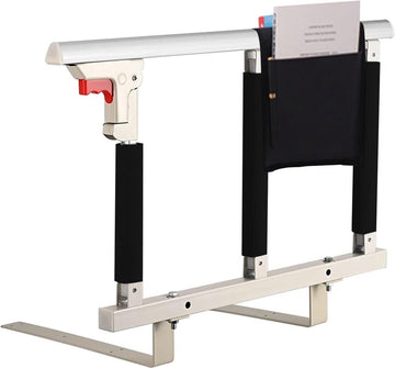 Opvouwbare bedhek-veiligheids-zijbescherming voor ouderen, volwassenen, ondersteunt handgreep, beschermende leuningen, handicap bedleuning, ziekenhuis, met opbergzak (wit, 70 x 40 cm)