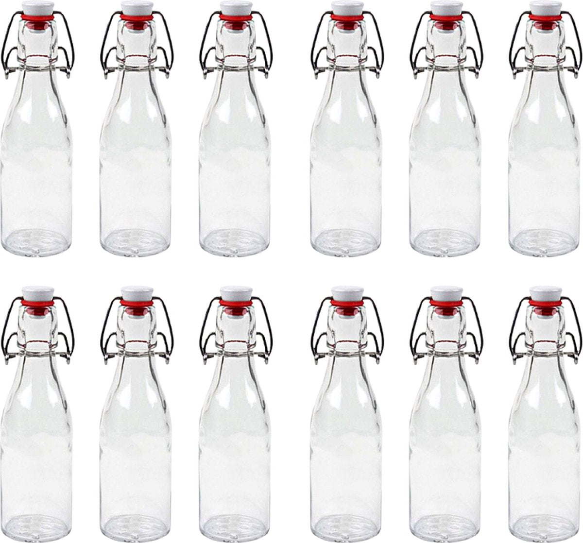 RANO - 12x beugelfles 200ml - Luchtdicht - fles met beugelsluiting / beugelflessen / weckfles / inmaakfles / sapfles / glazen flesjes met dop / decoratie