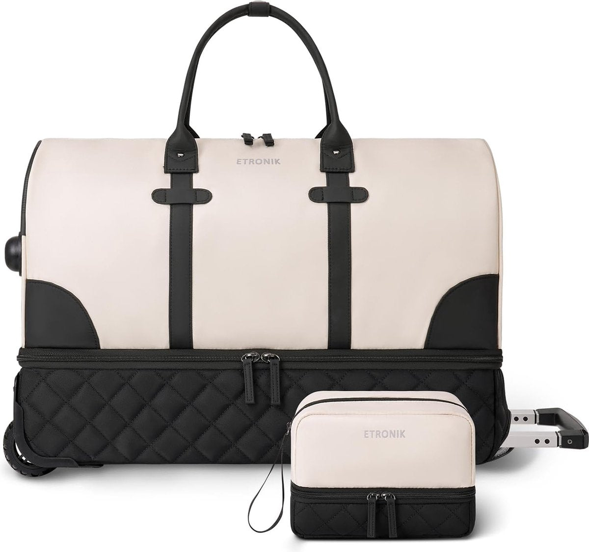 reistas met wielen, reistas, 21 inch reistas dames met make-up tas, 21x14x9 inch vlucht goedgekeurde weekender met wielen