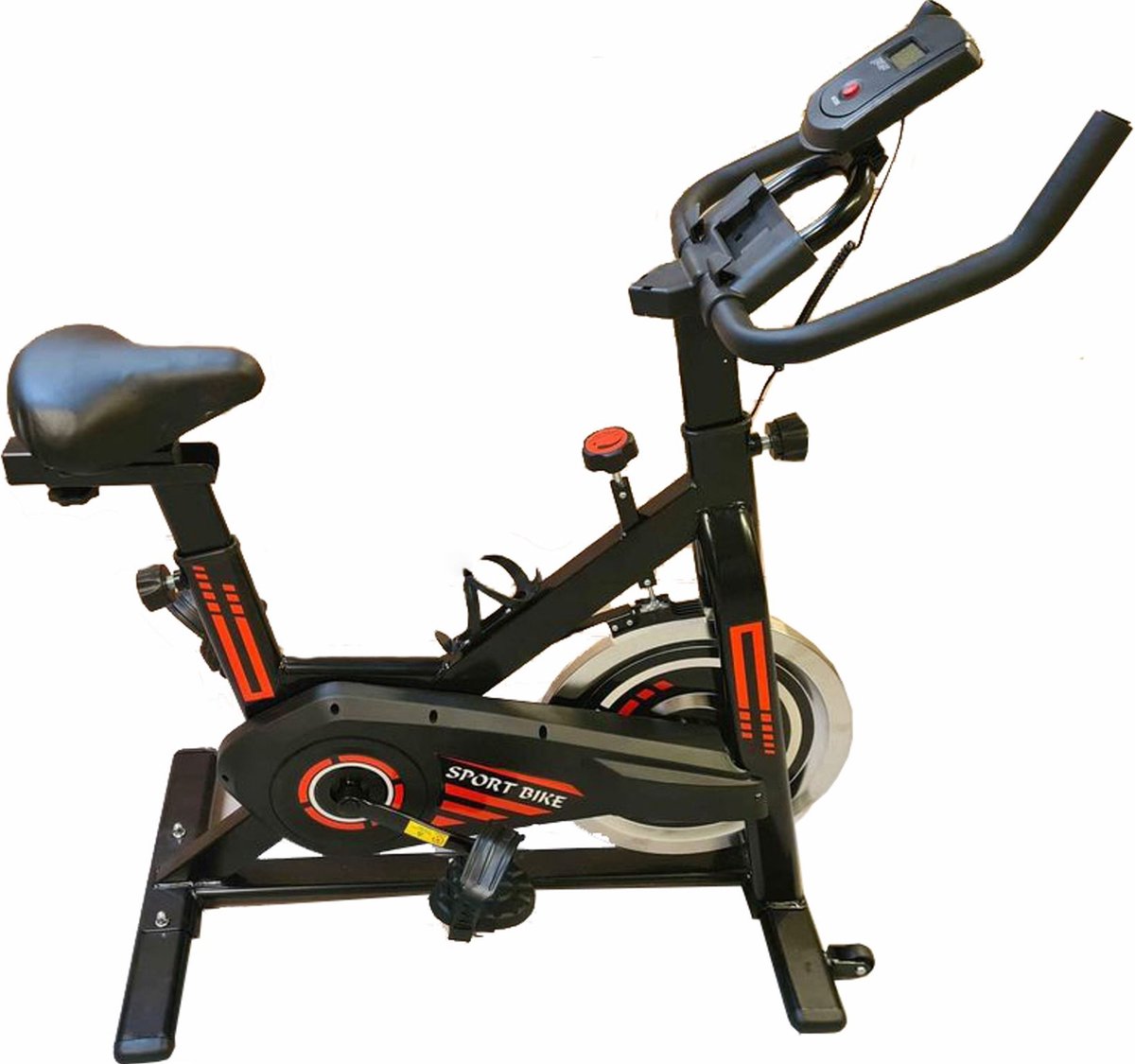 Hometrainer voor thuis, indoor spinningfiets, studiokwaliteit, groot tweerichtingsvliegwiel, stationaire riemaandrijving, verstelbaar zadel, LCD-scherm