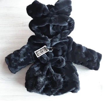 Maat 86 Bontjas Teddy jas Zwart Kinderjas zacht baby en kind jasje