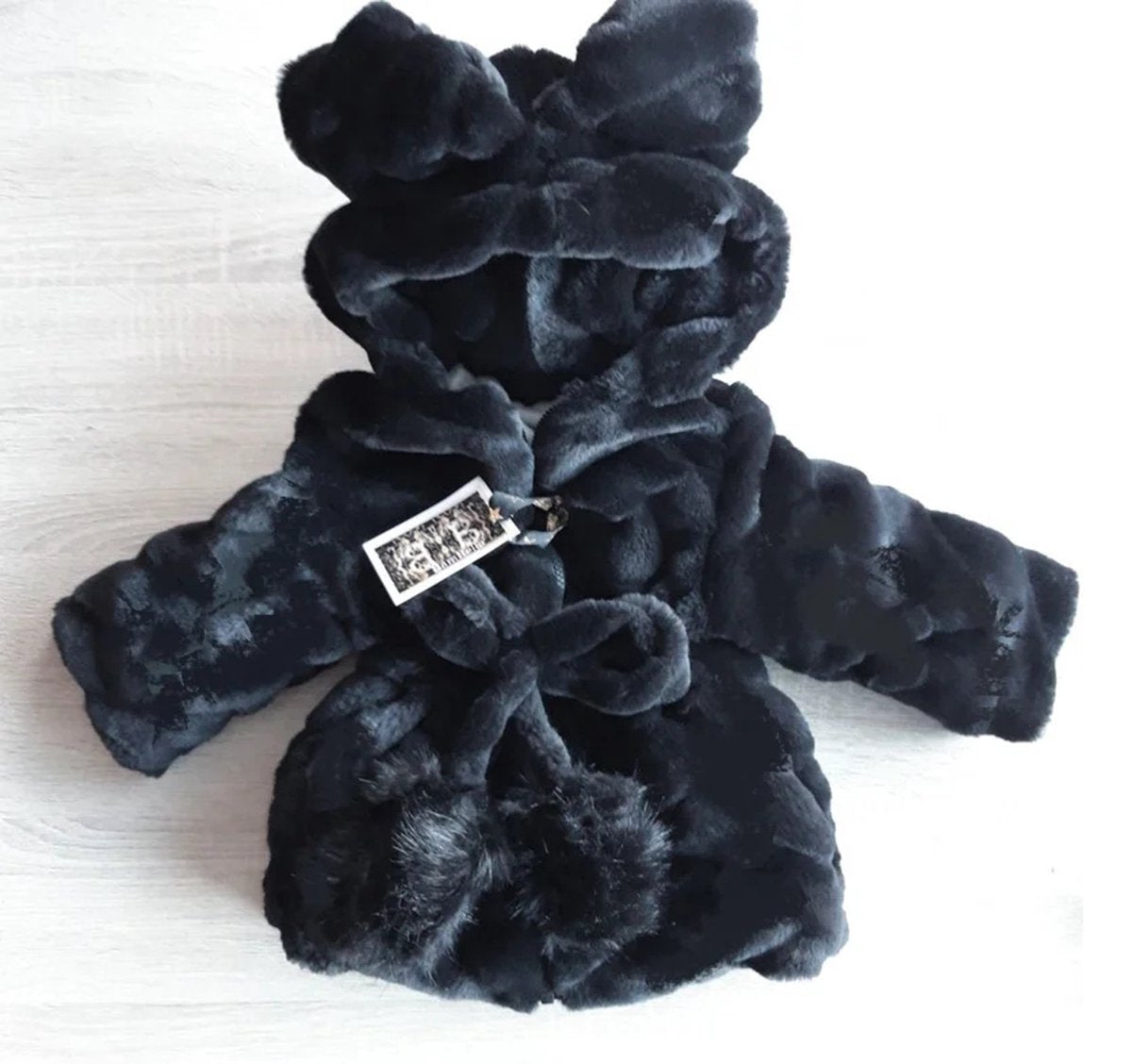 Maat 92 Bontjas Teddy jas Zwart Kinderjas zacht baby en kind jasje