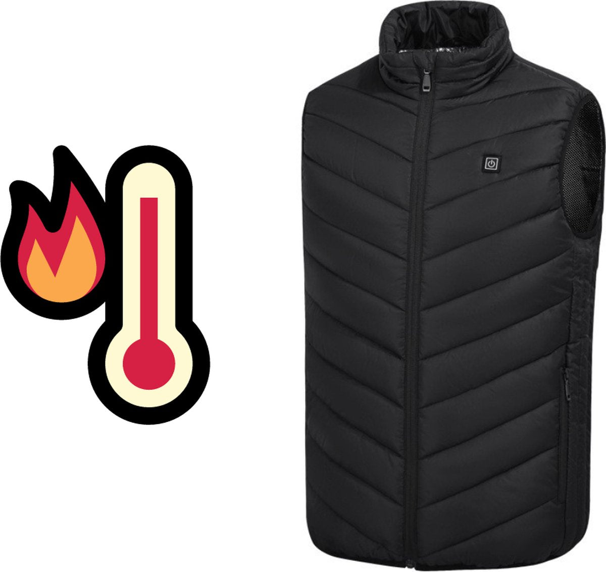 MOZY - Elektrische Bodywarmer - Zwart - Maat XL - tot 45 °C - Wasmachine Bestendig - 3 Niveaus - Zonder Powerbank - Verwarmde Bodywarmer - Unisex - Dames en Heren - Verwarmd Vest - Thermo Vest