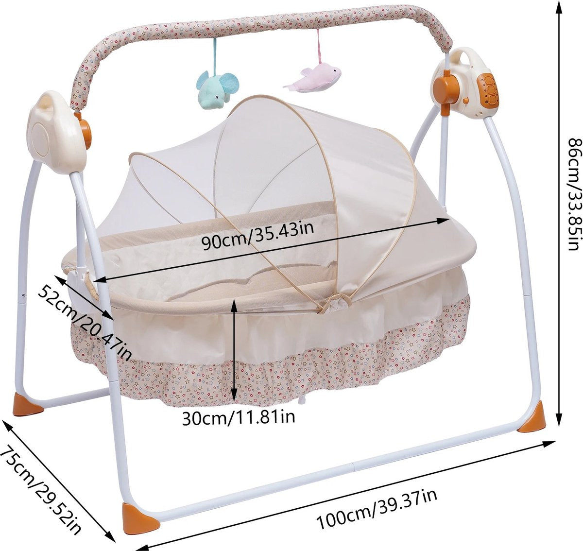 MazrekuHome® - Babyschommel - Schommelstoel baby - Elektrische wipstoel - Bluetooth muziek - Verstelbaar in verschillende standen
