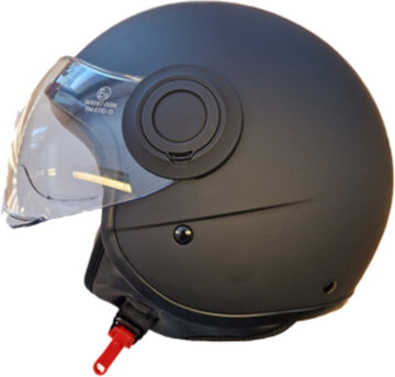Goedkope, fijne lichtgewicht Jethelm in Matzwart - Jethelm - Snorscooterhelm - Brommerhelm - Motorhelm - ECE 22.06 Gekeurd - Geschikt voor de helmplicht - L