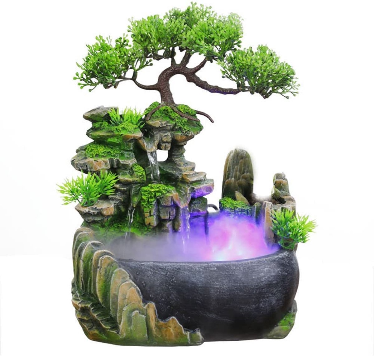 Kamefontein humidifier met led - Waterfontein‎ 20x15x28 cm Binnenfontein waterornament voor binnen - vissenkom ornament - nano mini aquarium luchtbevochtiger