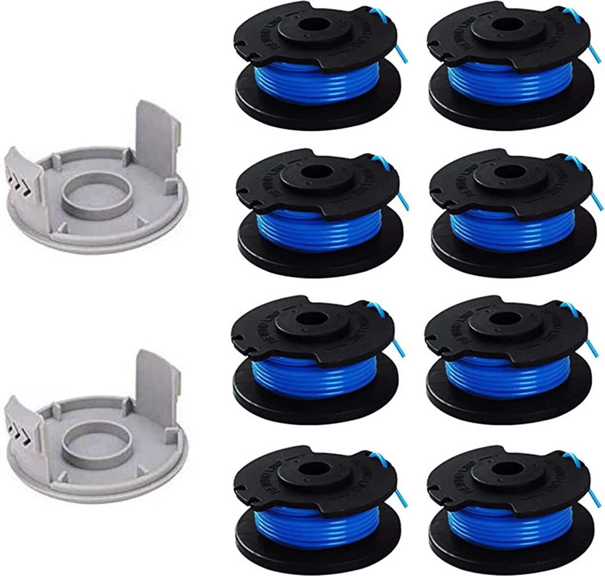 TURMIN Spoel voor Ryobi 18 V 24 V 40 V - Vervangingsspoel 0065 inch - Compatibel met Ryobi One + - 8 spoelen + 2 snijdoppen