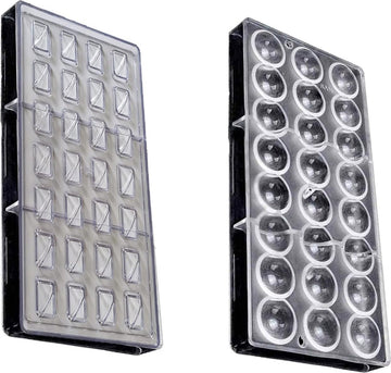 2 stuks polycarbonaat chocolade repen vorm bonbons vorm polycarbonaat set halve bal chocolade vorm rechthoekige chocolade vorm voor chocolade, ijsblokjes, snoep, bruidstaart