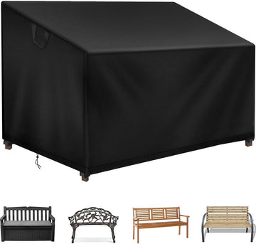 Beschermhoes voor tuinbank, 2-zits, waterdicht, 134 x 66 x 63/89 cm, 600D Oxford-beschermhoes voor tuinbank, tuinbankafdekking, zwart