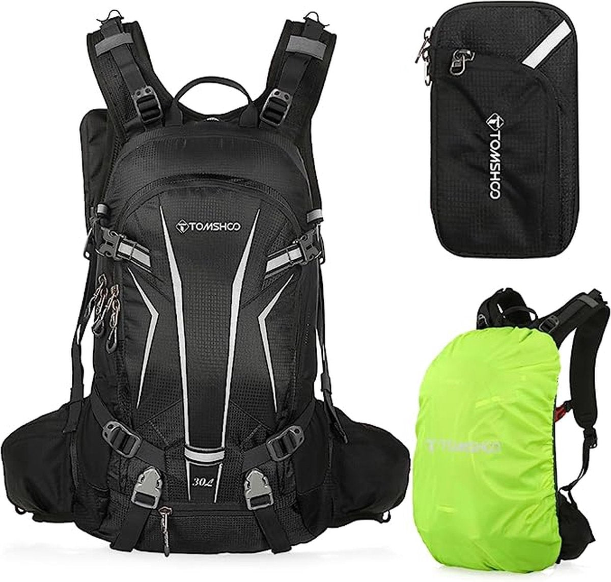 Fietsrugzak, 20 l, outdoor rugzak, multifunctionele wandelrugzak, ski rugzak voor fietsen, Paardrijden, bergbeklimmen, met regenkap en helm
