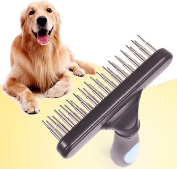 Hondenhark Deshedding Borstel met Dubbele Rij Pinnen - Ondervacht Hark voor Honden en Katten met Kort en Lang Haar - Huisdier Verzorging, Afstotende Vacht Borstel, Kam