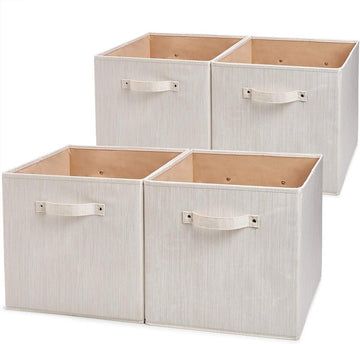 Opbergmand Katoenen Opvouwbare Opbergdoos Met Handvatten Voor Kinderkamer Speelgoed Kast Beige 33x38x33 Cm Opbergbox - Opbergdoos
