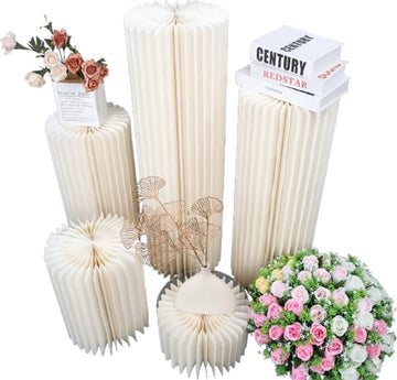 Plantentafel - Bloementafel - Taartplateau - Kerstzuil - Kerstdecoratie - Kerst Accessoire - Papieren cilinder - Opvouwbaar - Decoratie - Versiering - Bruiloft - Tafel -Kerst - Trouwerij - Bruiloft - Verjaardag - Feestje - Goud- Display - Div. Maten