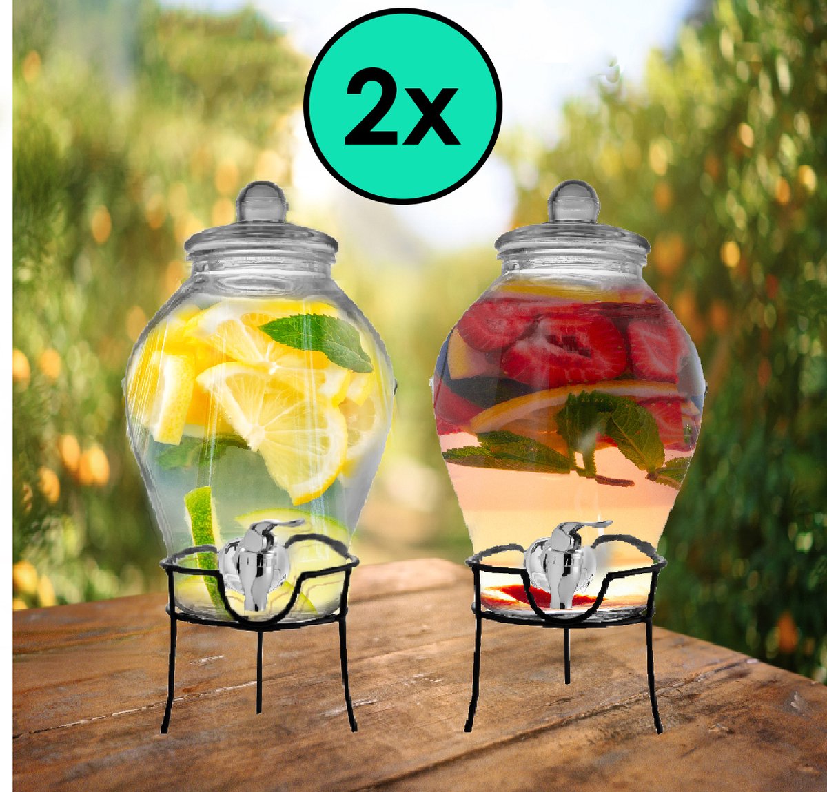 Drankdispenser met Kraantje - Limonadetap - Sap dispenser - 6 Liter - Glas