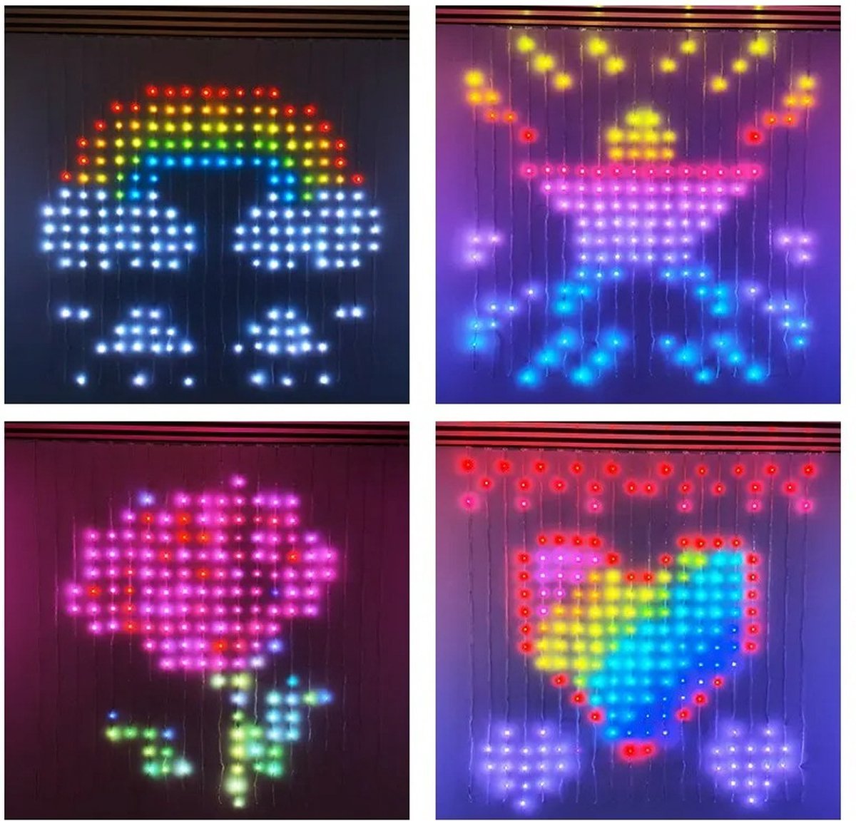 Smart Lichtgordijn - LED Gordijn - 400 Leds - Smart App Gordijnverlichting - Led String Licht - IP65 Waterdicht - Programmeerbaar Patroon En Tekst - 2x2 Meter - Kerst Bruiloft Slaapkamer Decor