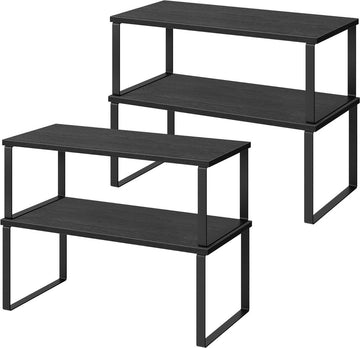 Kruidenrek voor in de keuken - set van 4 - stapelbaar - metaal en hout - inktzwart kruidenrek ophangbaar