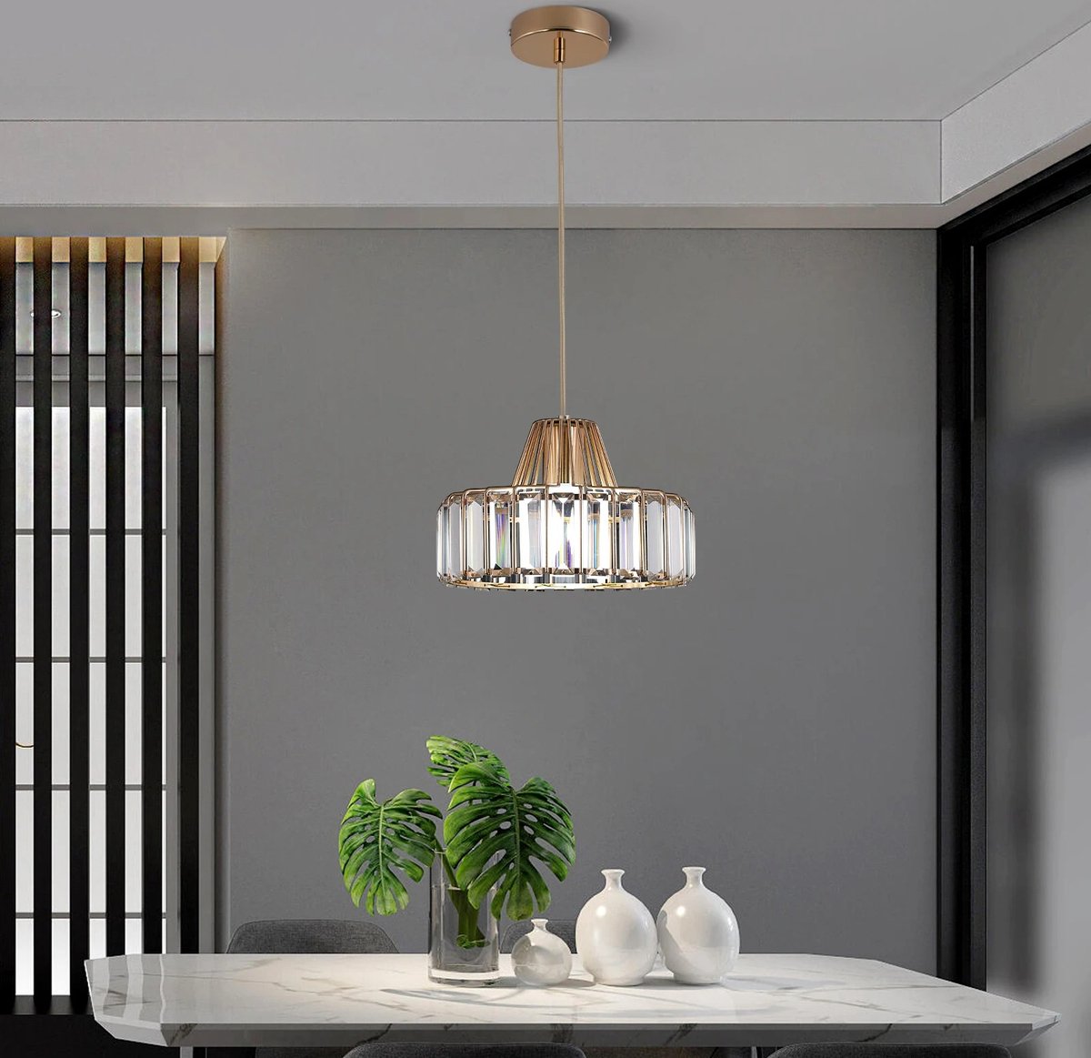 RM Store® - Luxe Kristallen Hanglamp - Eettafel Lamp - Hangende Plafondlamp - Woonkamerlamp - Scandinavische Moderne Lamp - Goud