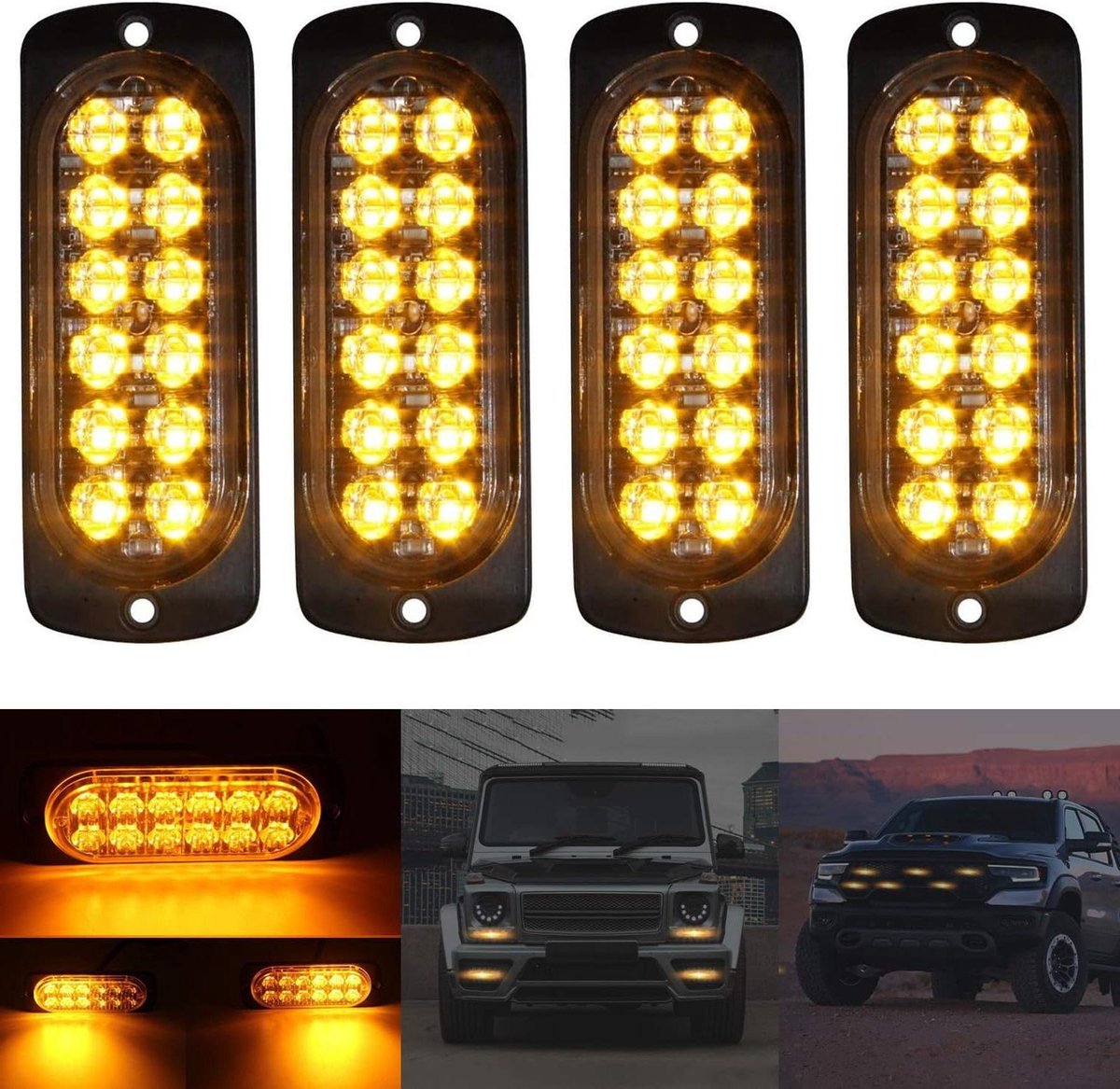 LED noodstroboscoop knipperlichten 12-24 V voor personenauto's - waarschuwingslicht frontflitser - oranje flitser - knipperlicht auto vrachtwagen Vrachtwagen Accessoires