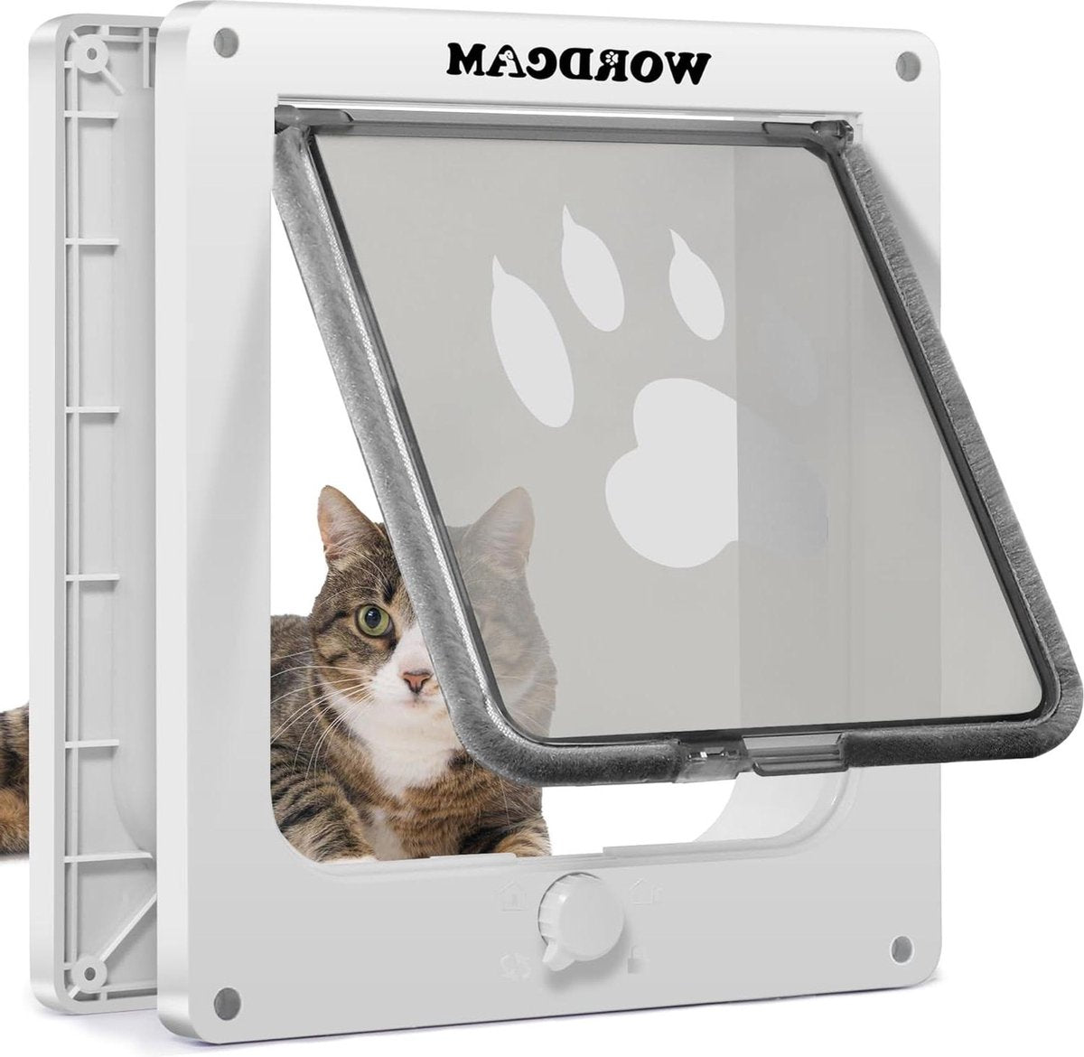 Kattenluik - Grote kattendeurklep - Dikke kattendeur voor binnen- en buitendeuren - 4-voudige vergrendeling - Huisdieren binnenshuis - Maximaal 20 lbs - Eenvoudige installatie - Weerbestendig (wit)
