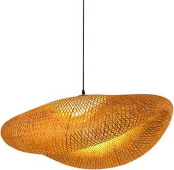 Blyx® - Hanglamp Bamboe - Wave - Rotan - Bali - Woonkamer - Eetkamer - Slaapkamer - Handgemaakt - Trendy - Ø40