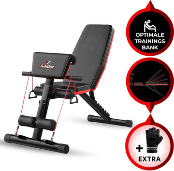 Venom Sports 4 in 1 multifunctionele trainingsbank - geschikt voor trainen van bicep, borst, onderrug en buik - fitnessbank - bench press - trainingsbank - zwart/rood