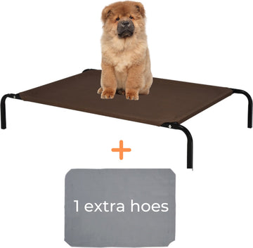 Hondenbed - Hondenstretcher - Honden ligbed - Inclusief 2 overtrekhoezen - XL - 110x68cm - Grijs en Koffie