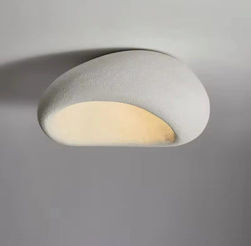 Nordische LED Plafonnière 29 cm Cement WIT- Hanglamp - Wabi Sabi- Japandi - Minimalistische lamp - Texture White Decoratief Element-Kroonluchter- Stijlvolle Verlichting - Japandi Esthetiek - Minimalistisch Design- Moderne Eigentijdse Uitstraling -LED