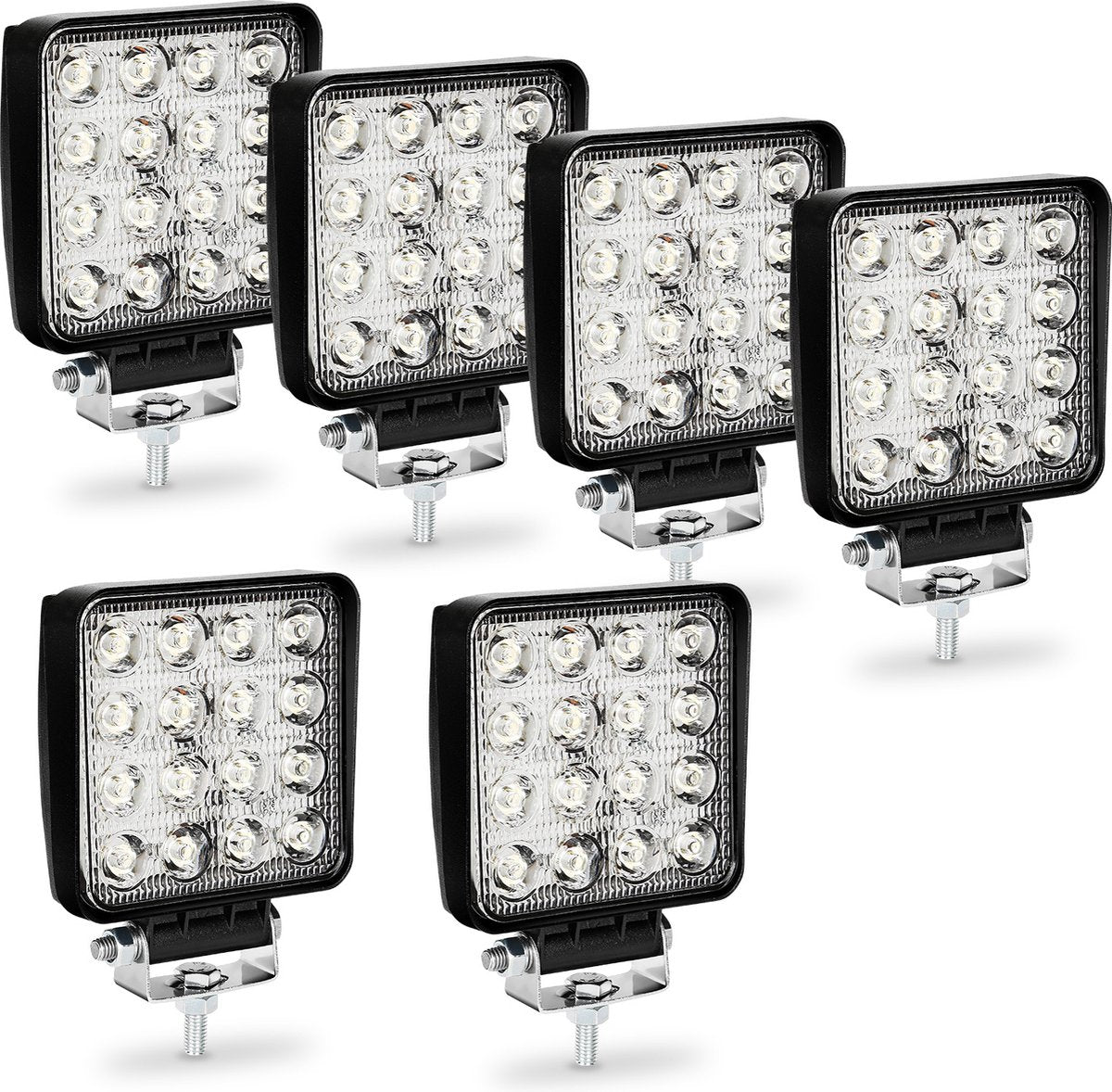 6x Led werklamp 48 Watt - Worklight - werkverlichting - veel licht - auto - bus - achteruitrijverlichting - extra led koplamp voor offroad 12 V 24 V koplamp IP67-waterdicht, achteruitrijlicht voor tractor, auto graafmachine, SUV, UTV, ATV