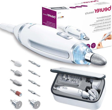 Beurer MP 62 manicure-pedicureset - elektrische nagelvijl met 10 hoogwaardige nagelverzorgingshulpstukken - LED-licht - traploze snelheidsregeling - opbergetui - html-content nodig Nagelvijl elektrisch