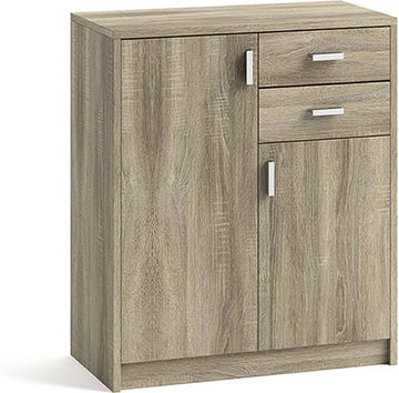 Lage dichte kast Edwin Sonoma - Breedte 72 cm - Hoogte 84 cm - Diepte 36 cm - Met lades - Met planken - Met openslaande deuren
