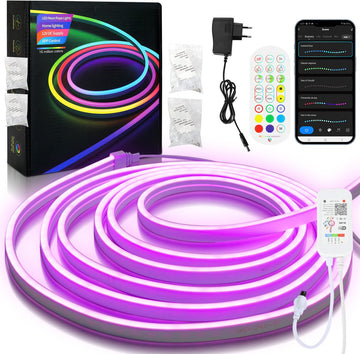 Neon LED Strip RGBIC 10（2x5m） Meter - 3535 Light strip IP65 Voor Buiten LED Verlichting- Met App En Afstandsbediening - Smart LED-strip - Volledig Dimbaar - Compatible met Google Home, Amazon Alexa En Siri