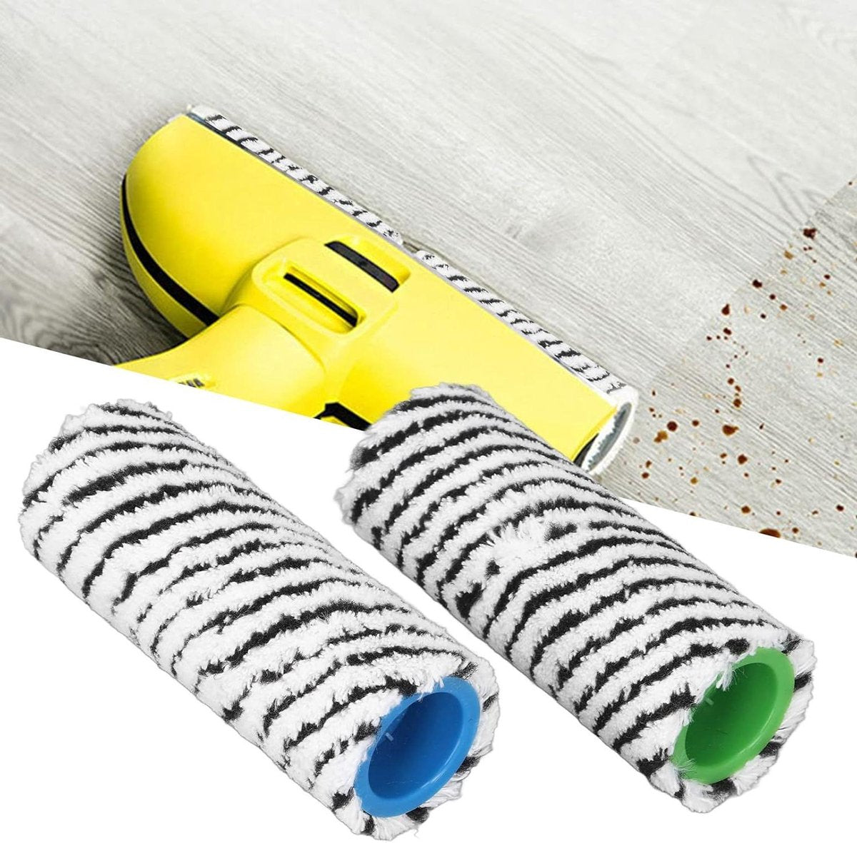 Microvezel Roller Borstel Set - Harde Vloer Cleaner - Roller Vervanging - Microfiber - Wasbaar - Nat Droog Gebruik - Karcher FC3 FC3D FC5 FC5D FC7(zwart) - 2 Pack