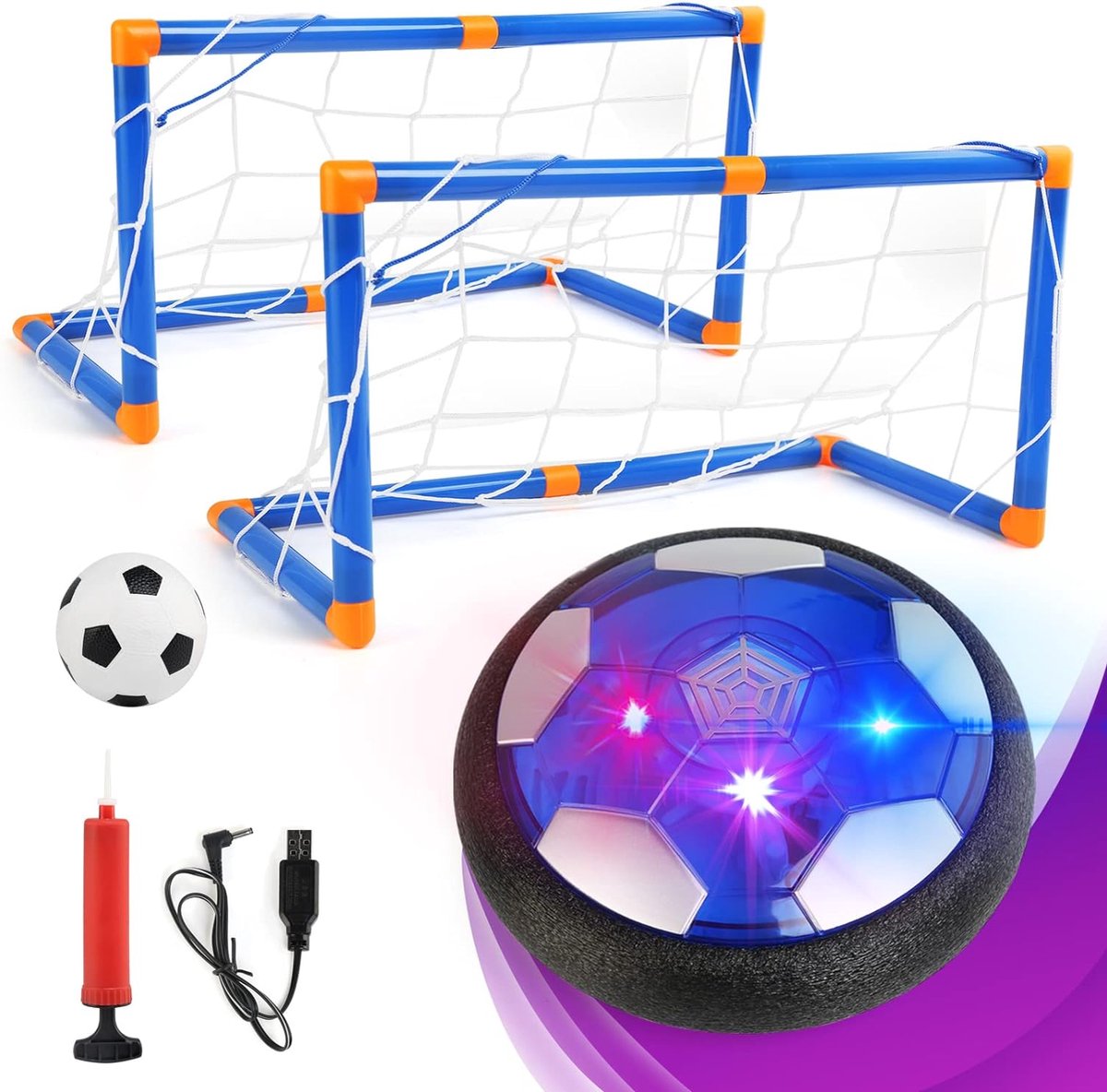 Zweefvoetbal - Set - Oplaadbaar - LED Licht - Air Soccer - Hover Voetbal - Air Voetbal - Indoor Speelgoed - Voor Kinderen - Voetbal