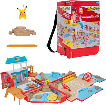 Rugzak van de strandtrainer - Pokémon-speeluniversum - mini-spellen - speelplaats op het strand - Pikachu figuur - speelgoedset - kinderen.