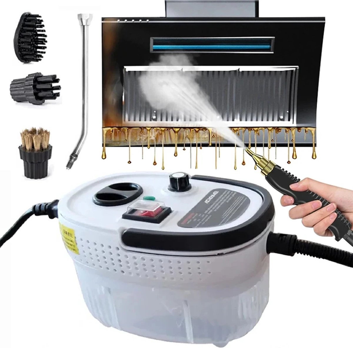 Hogedrukreiniger - Stoomreiniger - Huishoudelijk - Voor Keuken - Voor Badkamer - 2500W - Stoombuislengte 2,2m - 900ml watertank