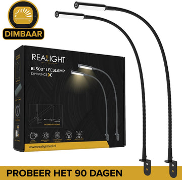 Realight Leeslampje voor in Bed met Dimfunctie – Bedlampje voor Boek - leeslampjes Volwassenen Slaapkamer – Leeslampje Boxspring – Bedlamp Dimbaar – Hoofdbord Boeklamp – Touchlamp – Nachtlamp – Bedlampje zwart – 2.5 meter snoerlengte – 58 cm