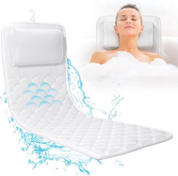 Luxe Full Body Badkussen met 18 Grote Antislip Zuignappen en Neksteun - 3D Mesh Air Mesh Ademend Badaccessoire