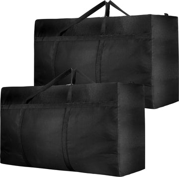 Set van 2 extra grote opbergzakken van 180 liter, 600D Oxford heavy-duty verhuistassen met ritssluiting, waterdichte draagtas voor het verplaatsen van dekbedden, kleding, beddengoed, opbergruimte